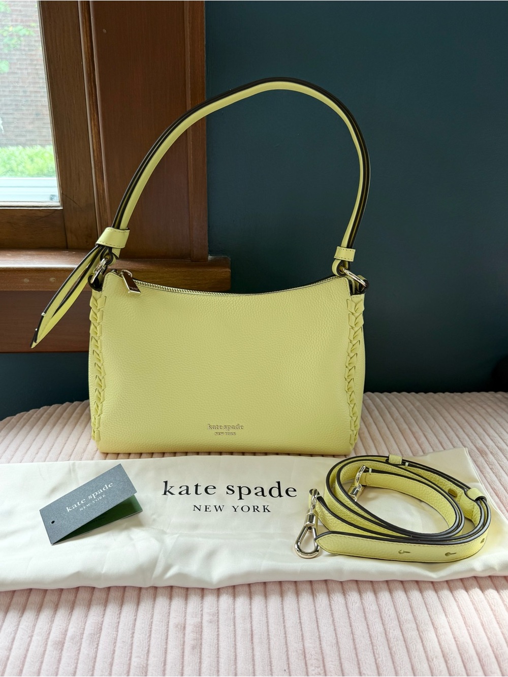 kate spade Suns Out Yellow Knot Leather Bag with Whipstitched Side Detail